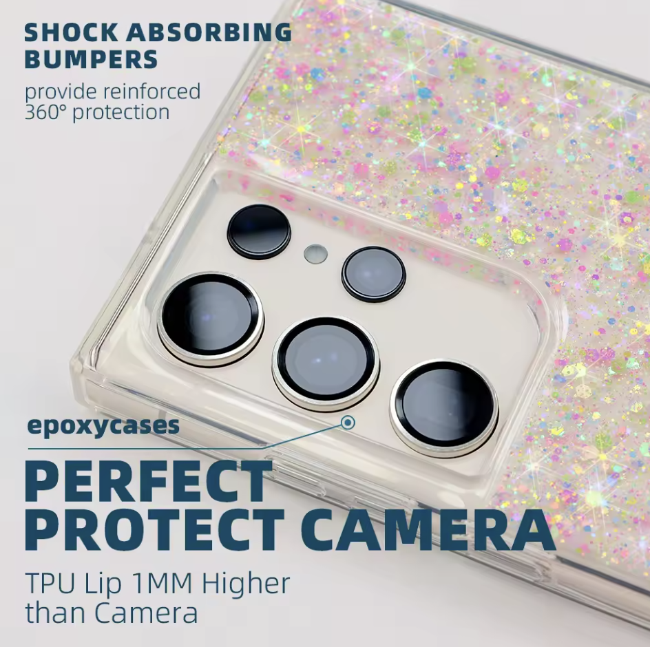 Samsung S23 Ultra Epoxy Glitter Rainbow Case